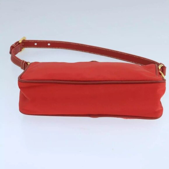 PRADA Hand Bag Nylon Red Gold Auth - Picture 9 of 16